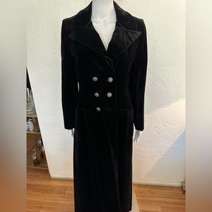 Full length, antique, black, velvet, double-breasted, overcoat - size 12